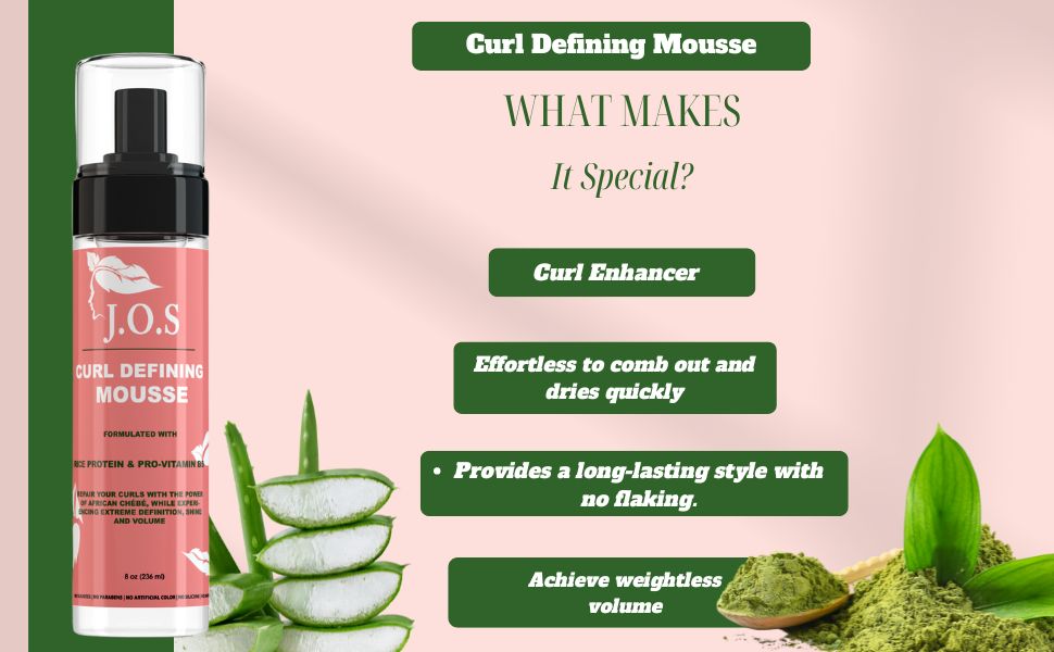 Curl Defining Mousse for Curly & 4C Hair – Chebe Protein-Enriched Natural Hold | J'Organic Solutions Secondary image